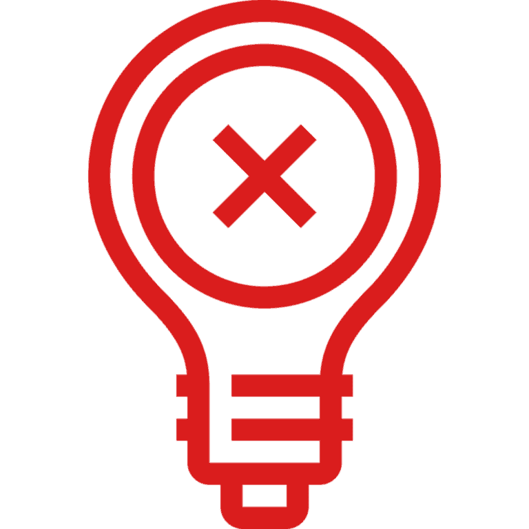 Red lightbulb with x for Septic Tanks Bad Ideas