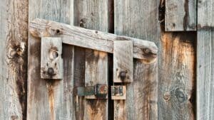 Old wooden shed fence lock