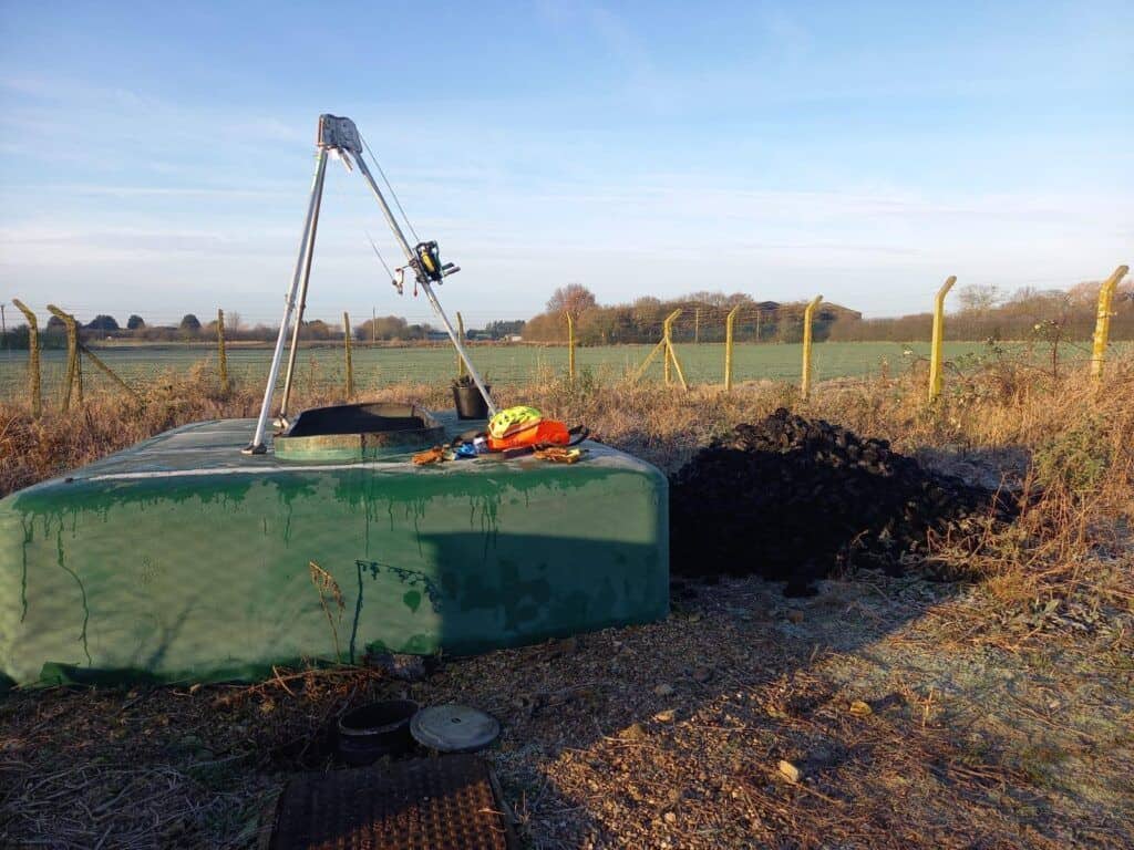 Media being removed from an Allerton Maxi Sewage Treatment Plant