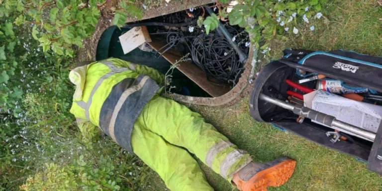 allerton engineer servicing a mini sewage treatment plant - sewage treatment plant servicing and maintenance